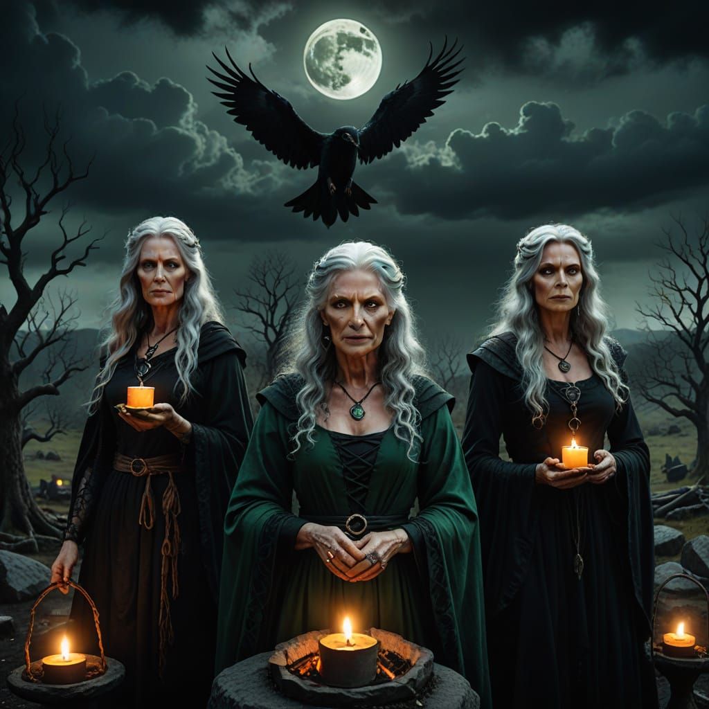 Mysterious Witches Conjure Under a Blood Moon