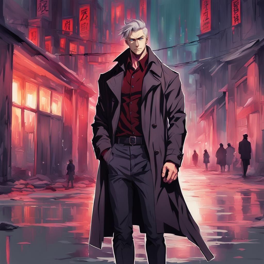 Handsome Slavic Man in Anime Key Visual Style