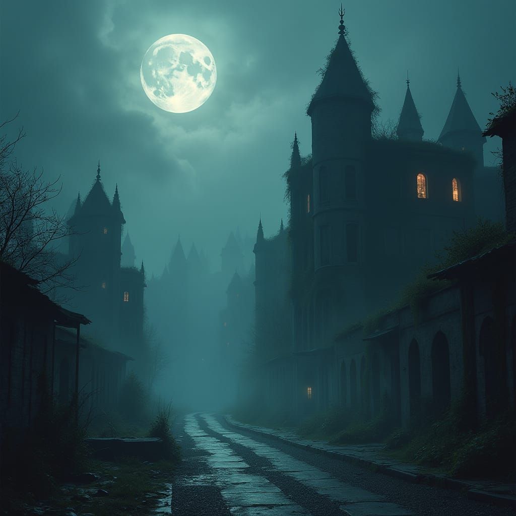 Ethereal Cityscape at Moonlit Dusk