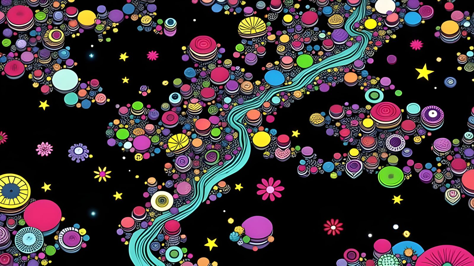 Kaleidoscopic Garden: Flow of Time in Psychedelic Art