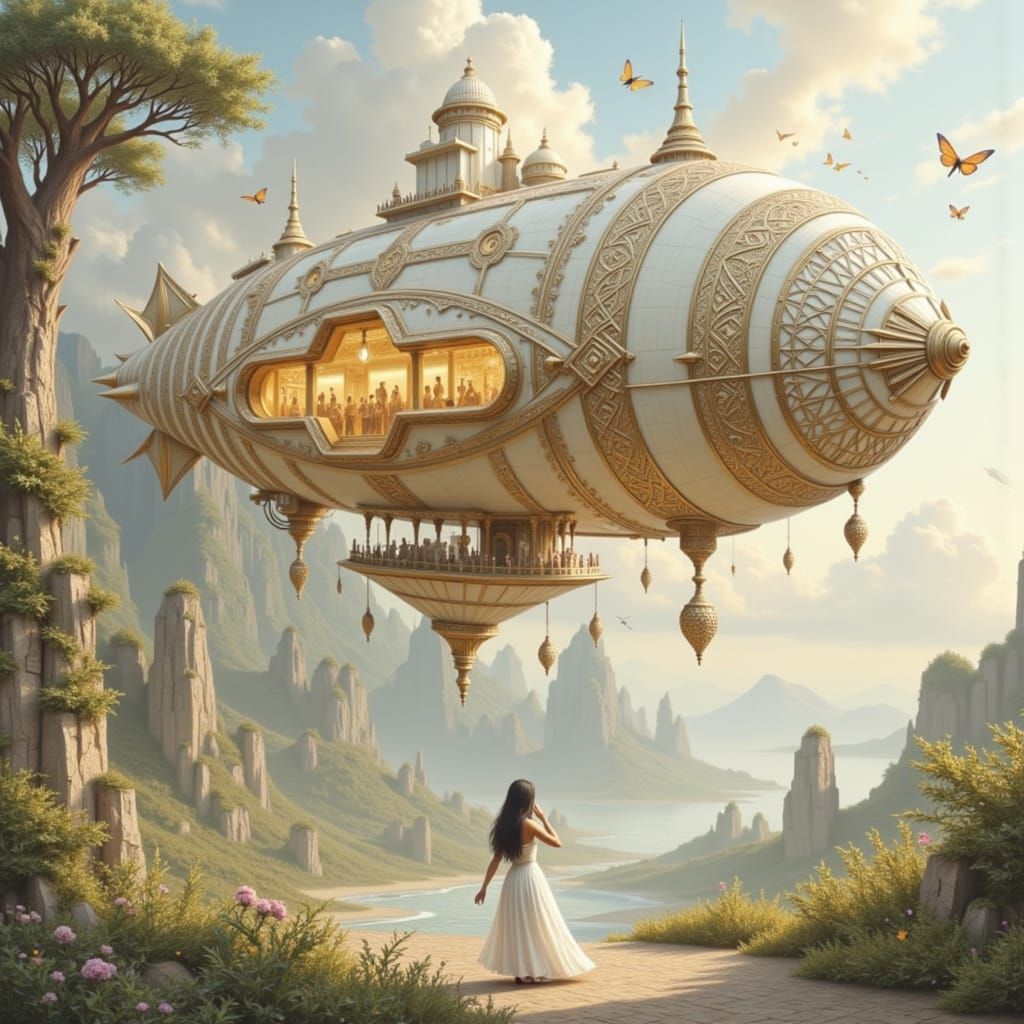 Enchanted Airship in Dreamy Landscape