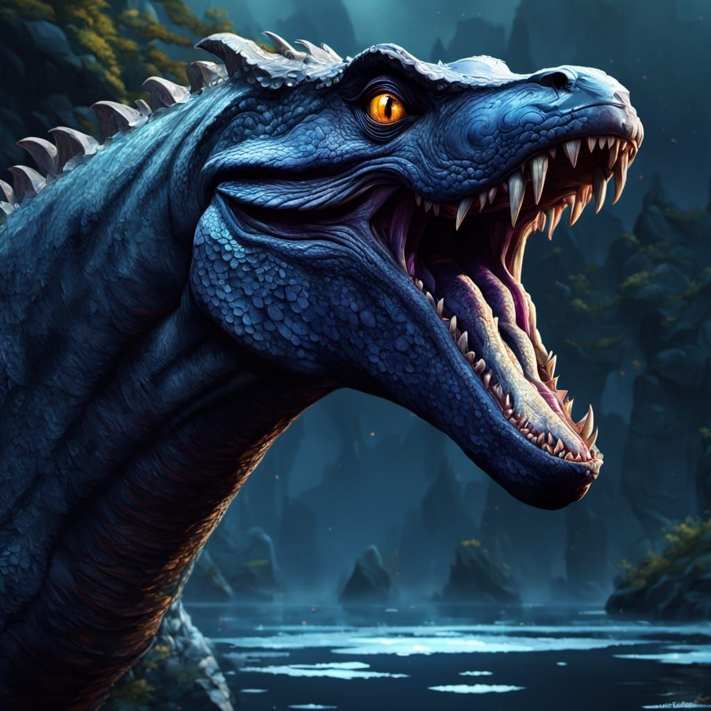 Dark Fantasy Lake Monster Concept Art in 8k Resolution