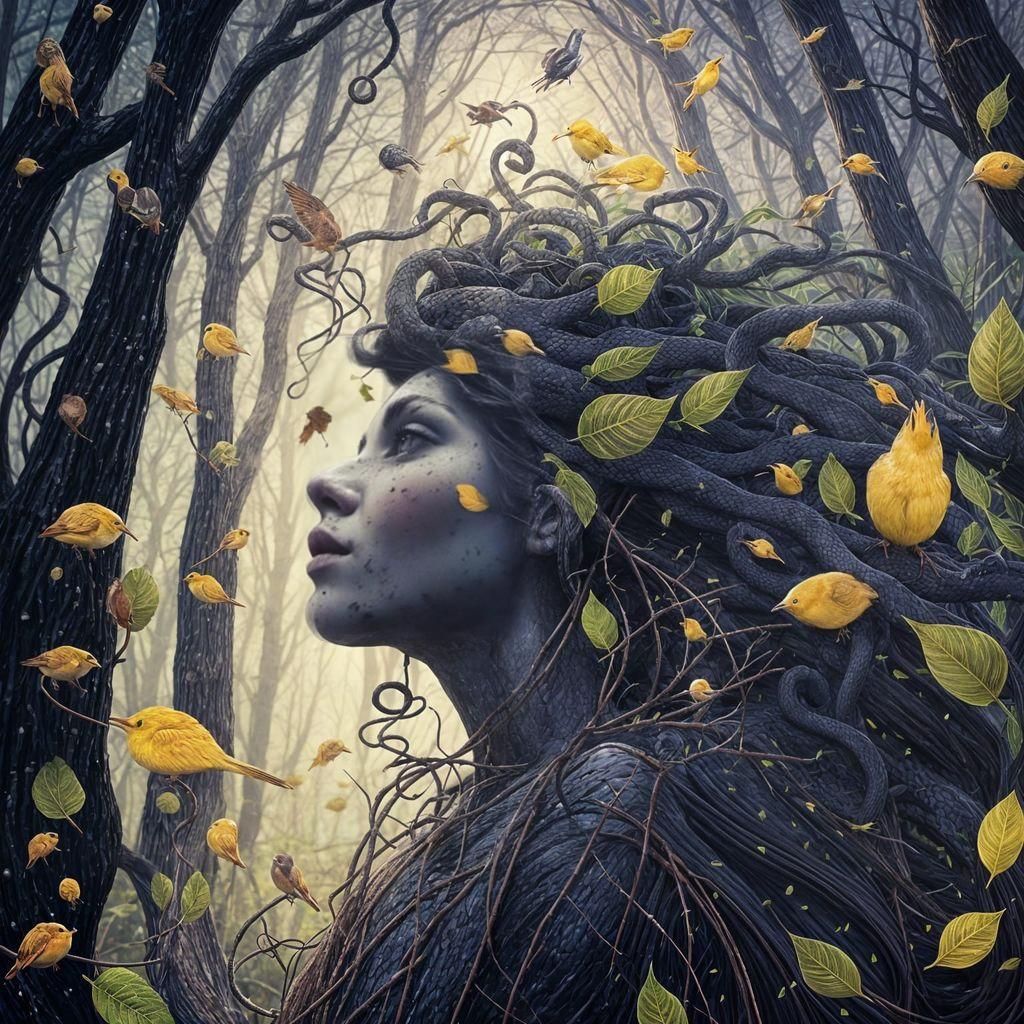 Ethereal Figure in Forest, Dark Fantasy Art