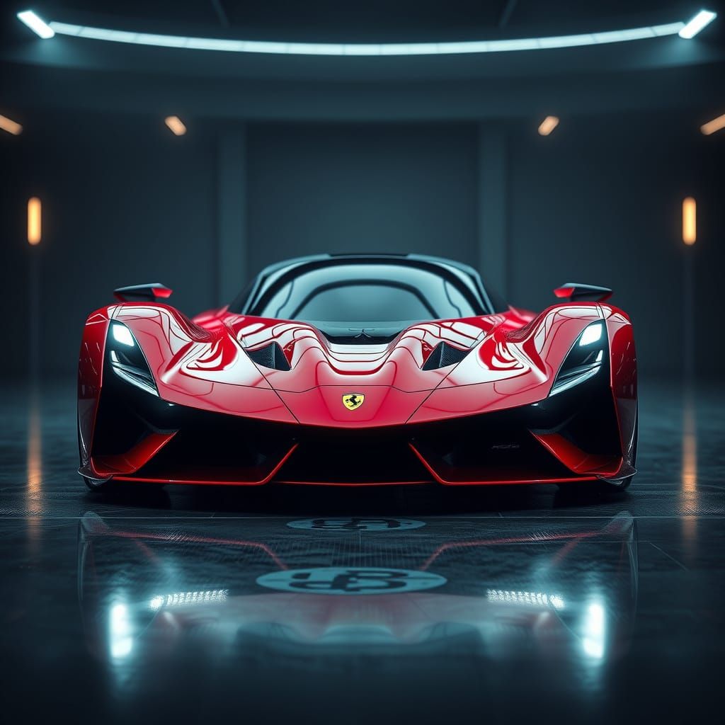 Hyperrealistic Futuristic Ferrari Concept Car