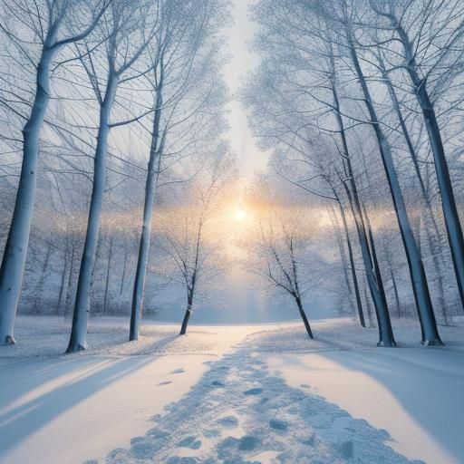 Snowy Siberian Forest Path in Winter Light
