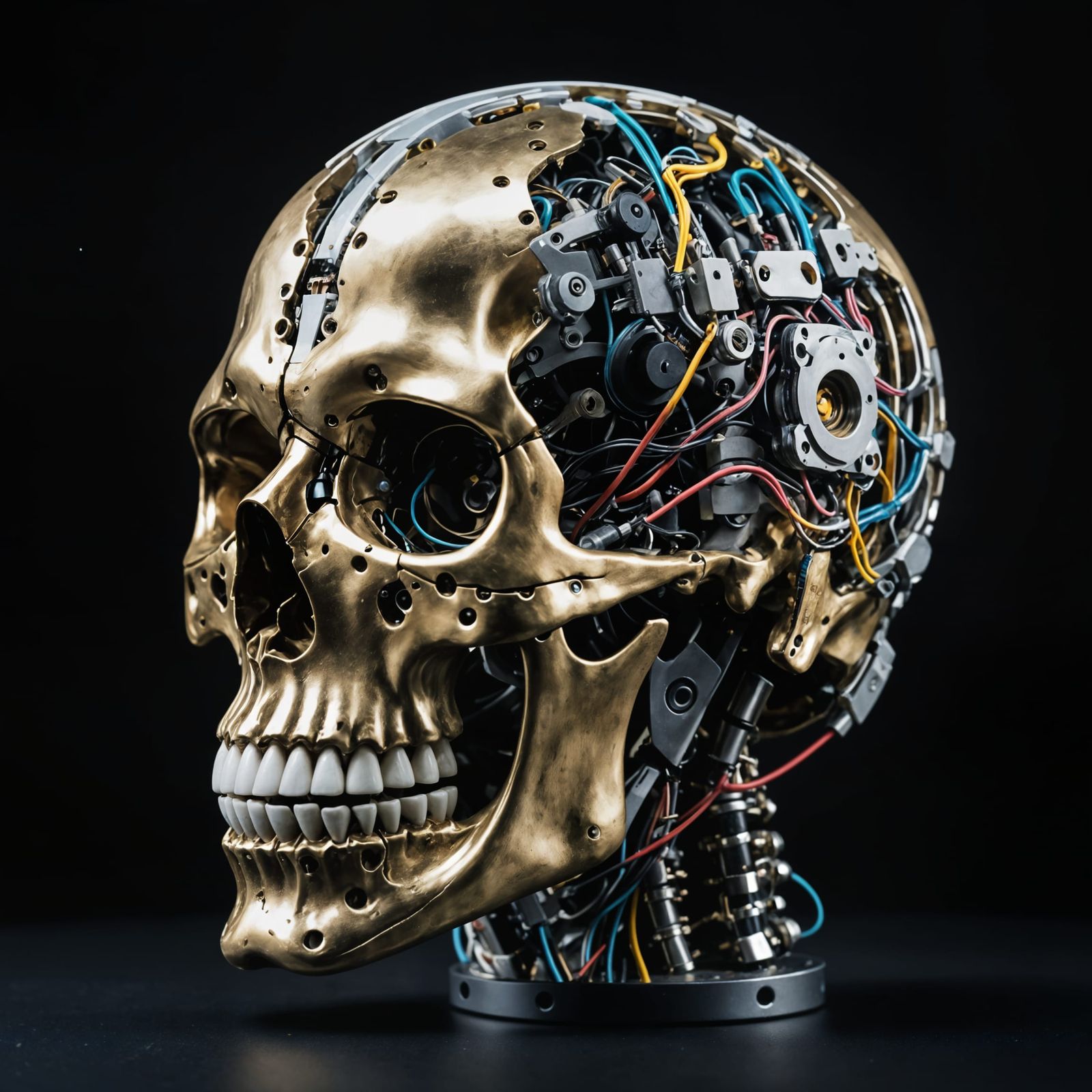 Android Cyborg Skull in Neon Detail