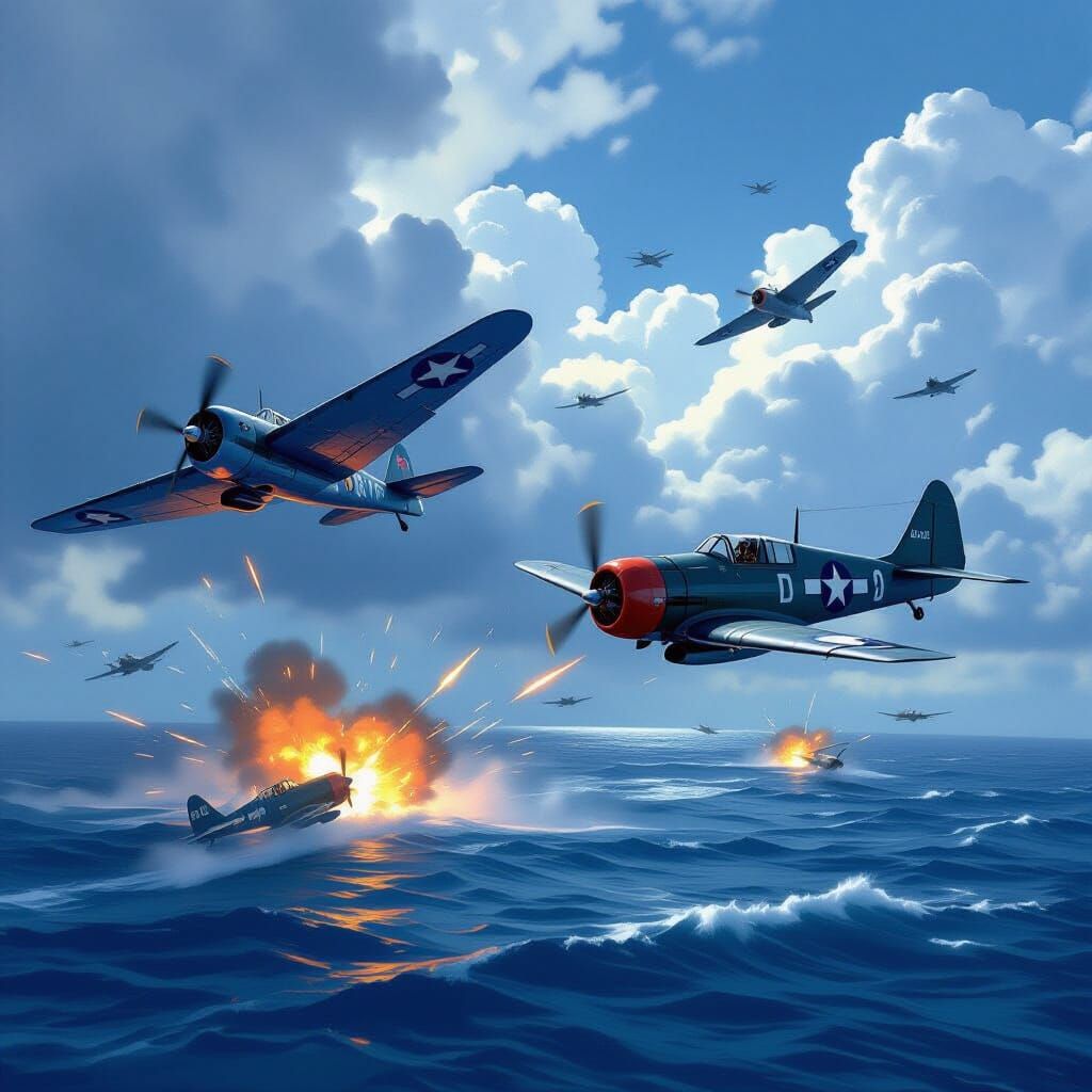 WWII Aerial Combat: Dauntlesses & P-47s vs Zeroes