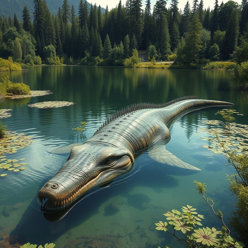 Plesiosaur in Argentina Lake, Mystical Realism