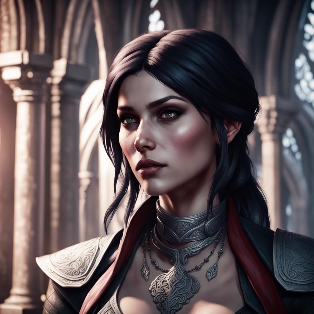 Serana from Skyrim Portrait in Art Nouveau Style