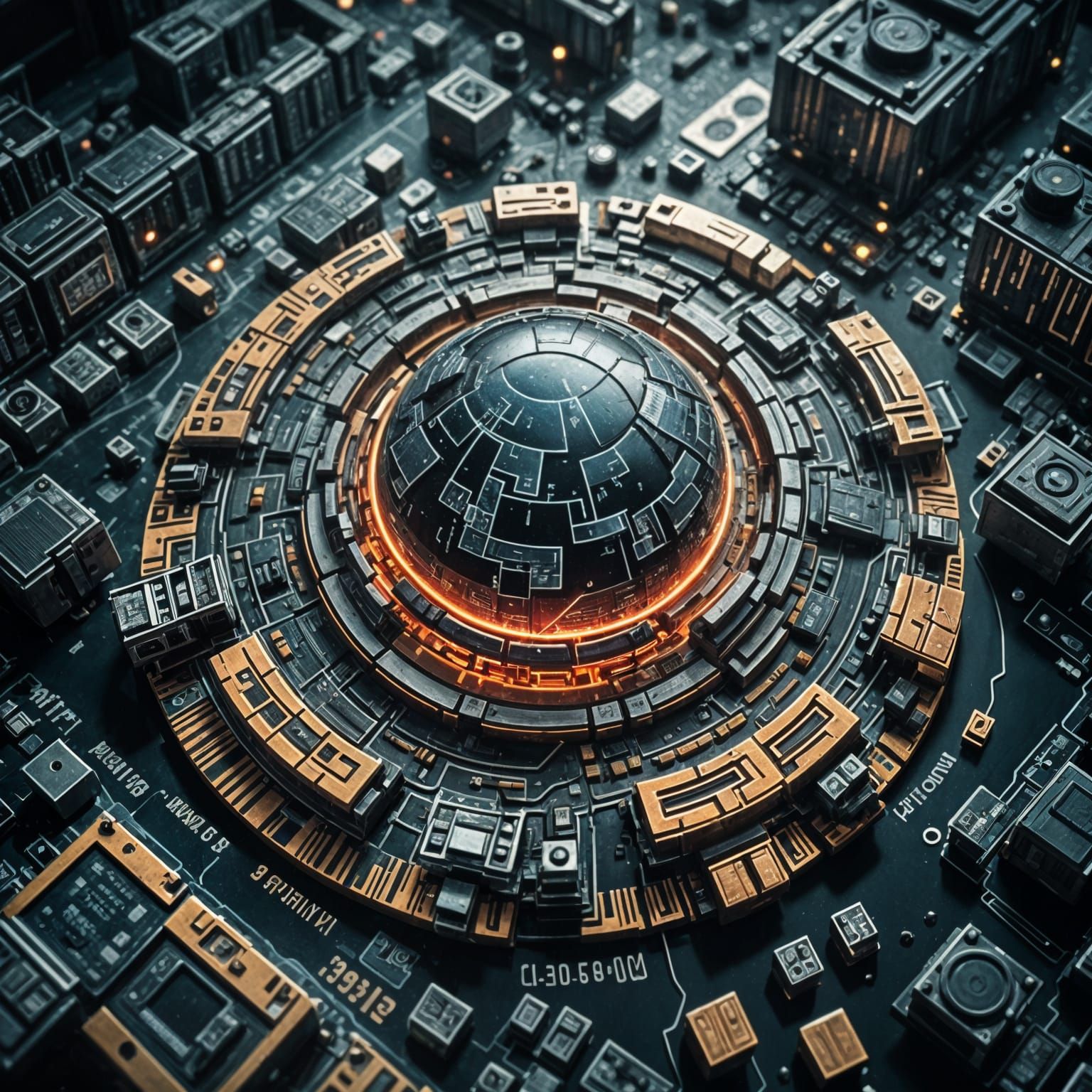 Cyberpunk Planet Made of Motherboard