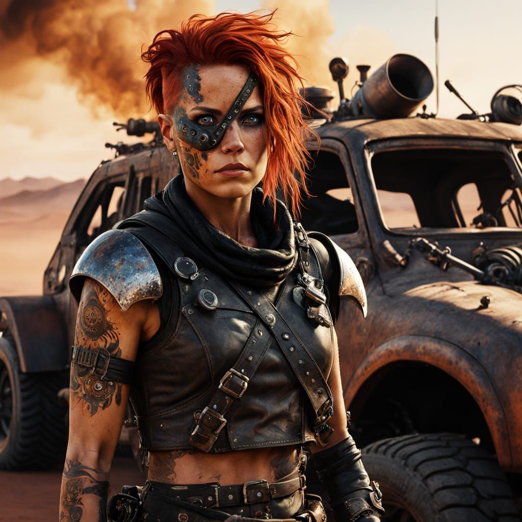 Warrior Woman in Mad Max-Inspired Wasteland Gear