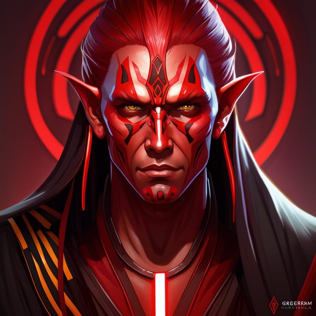 Red-Skinned Sith Portrait in Hyperdetailed Style