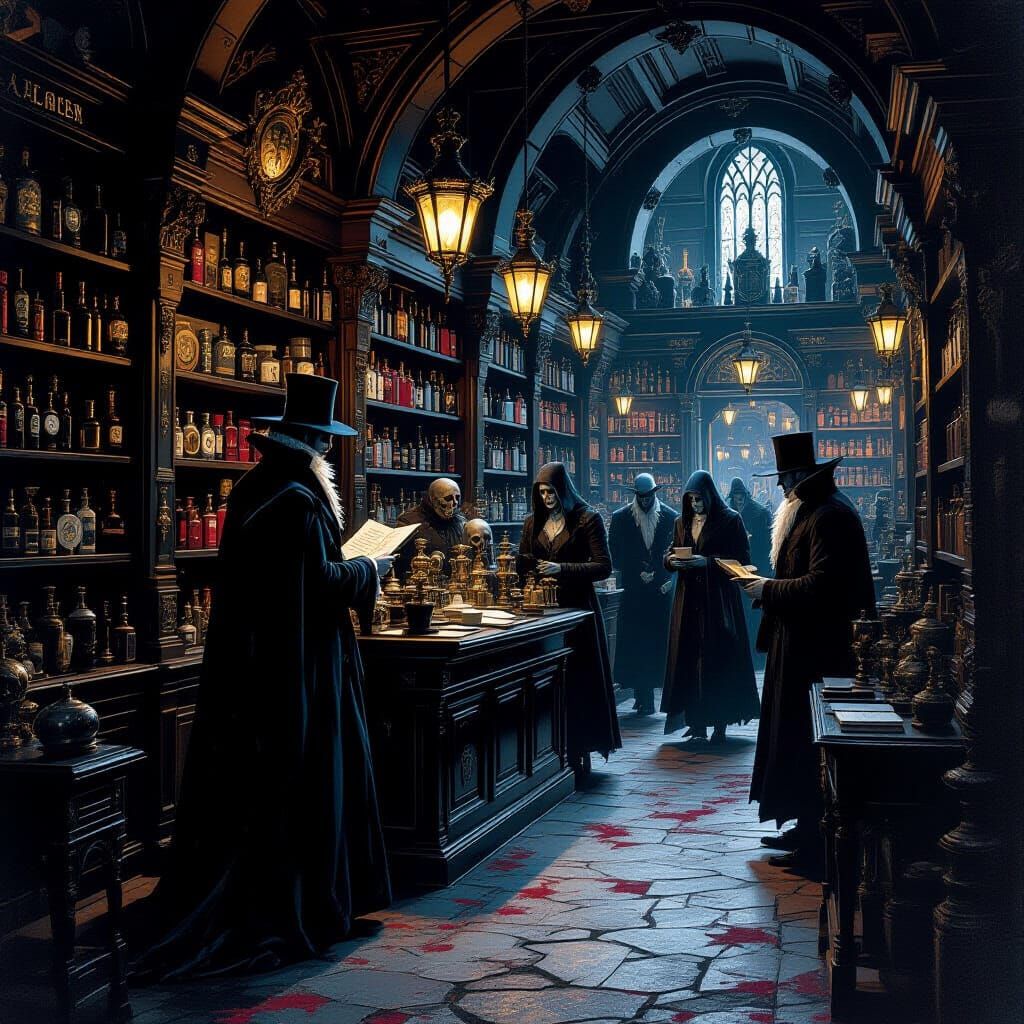 Gothic Night Shop with Vampire, Zombies, and Werewolves in O...