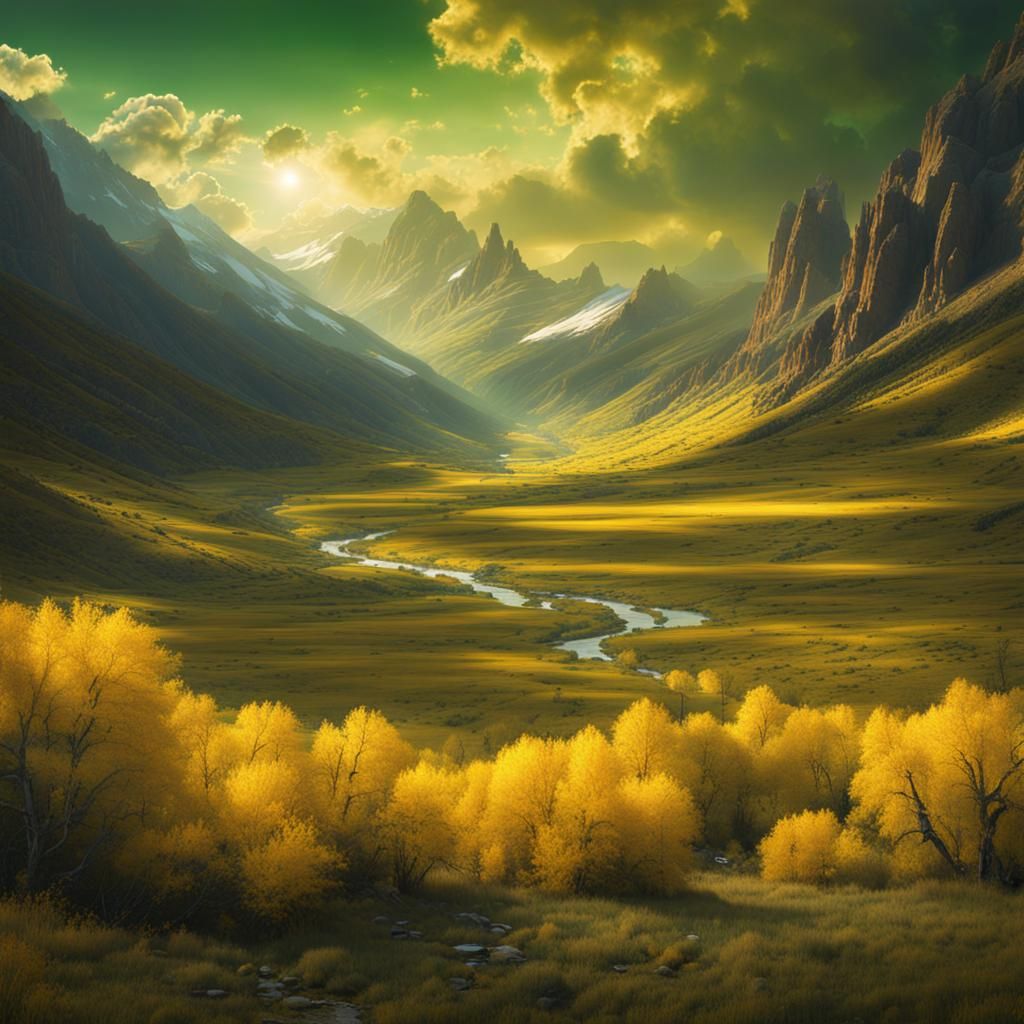 Cinematic Colorado Valley: Detailed Digital Matte Painting