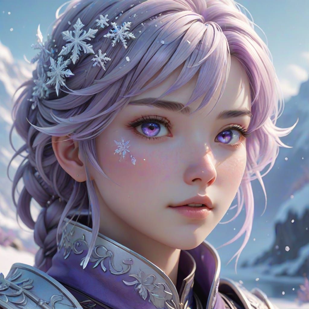 Frozen Warrior's Portrait in Vibrant Digital Art