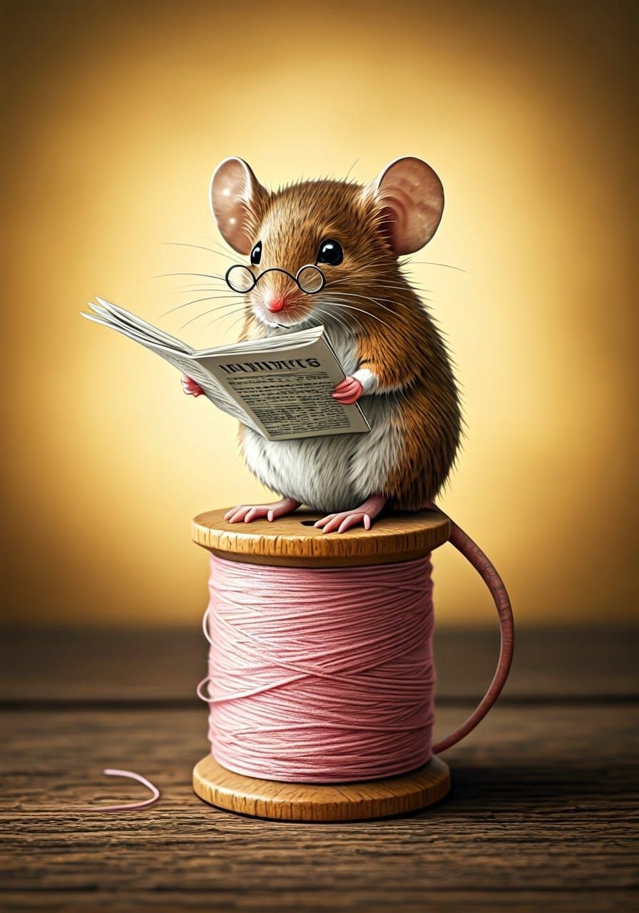 Whimsical Mouse in Vintage Attire, Inspired by Beatrix Potte...