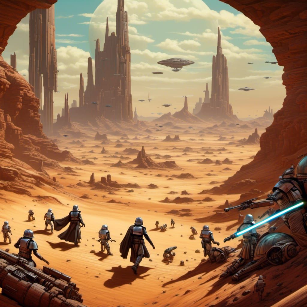 <lora:Epic Sci Fi:1.0> <lora:Sci-Fi Fusion:1.0> Jedi battle ...