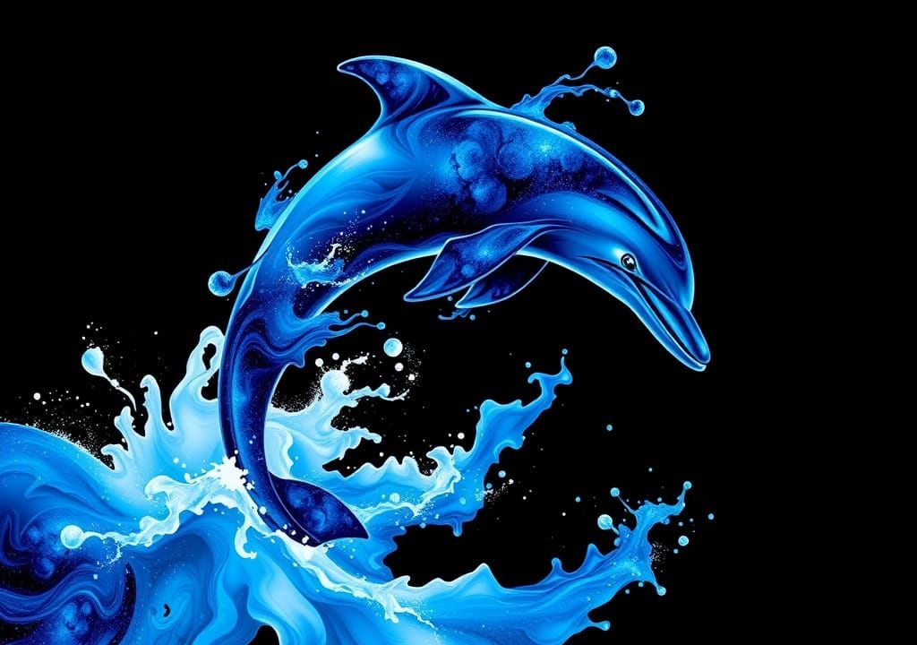 Ink Dolphin in Cosmic Whirlpool