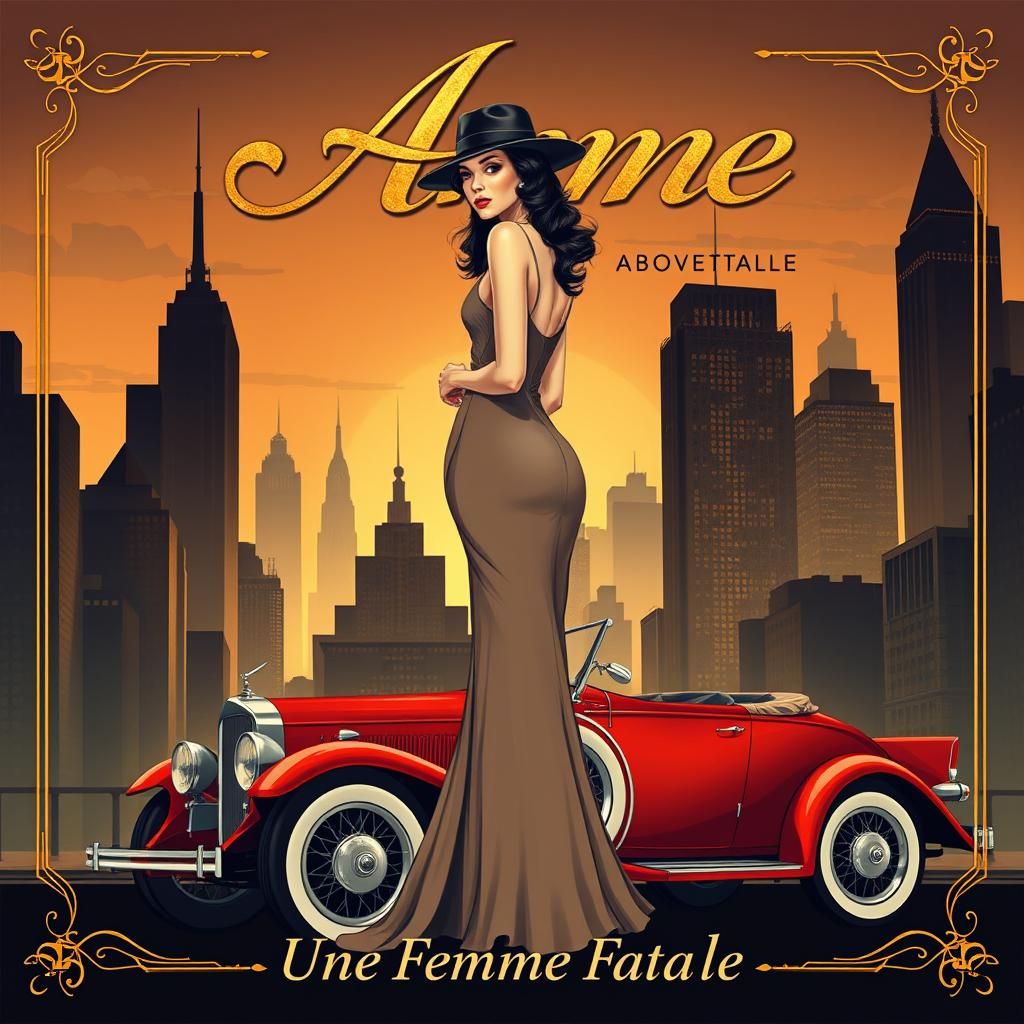 Art Deco Movie Poster of Femme Fatale in Metropolis