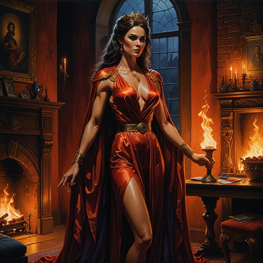 Tall Queen in Fireplace-Lit Bedroom