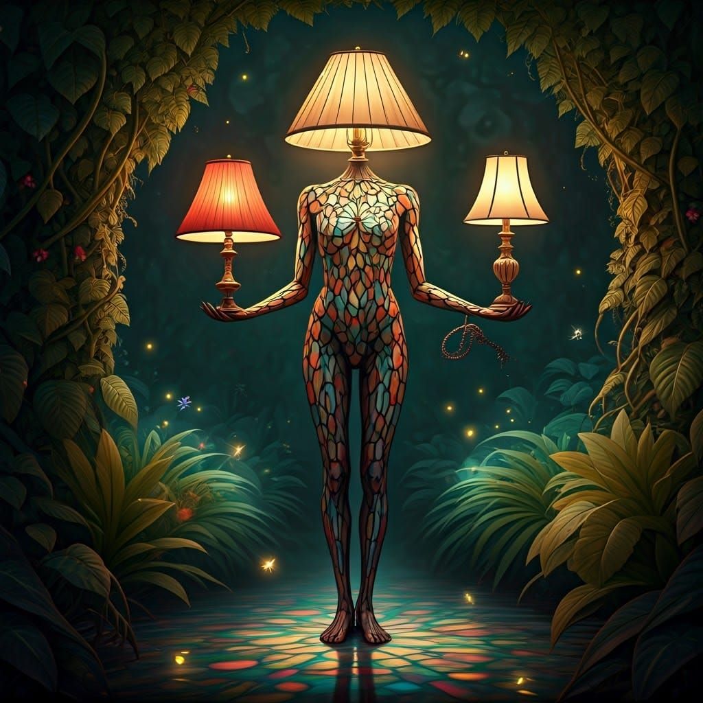 Dreamlike Lamp Entity in Mystical World