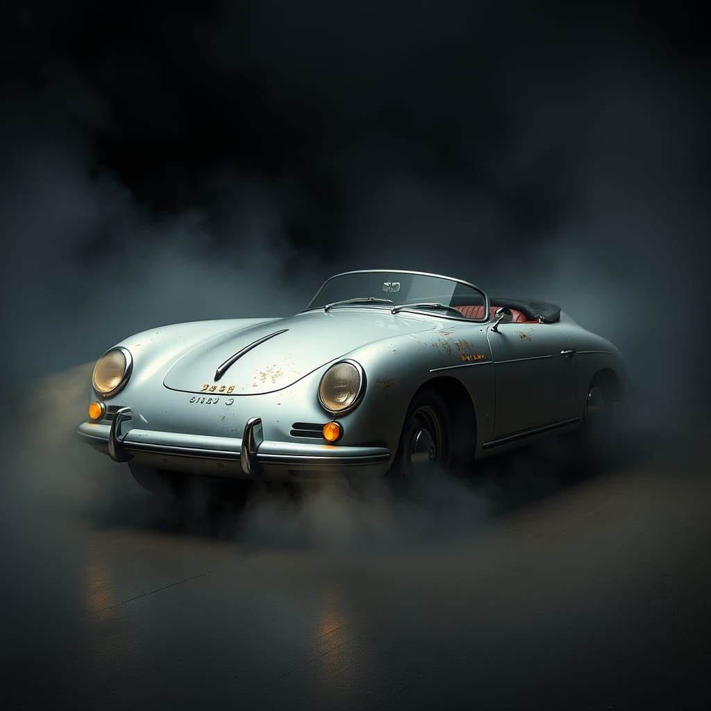 Cursed Porsche 550 Spyder in Surreal Style