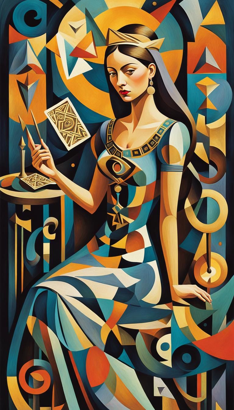 Cubist Tarot Card Designer in Surreal Style