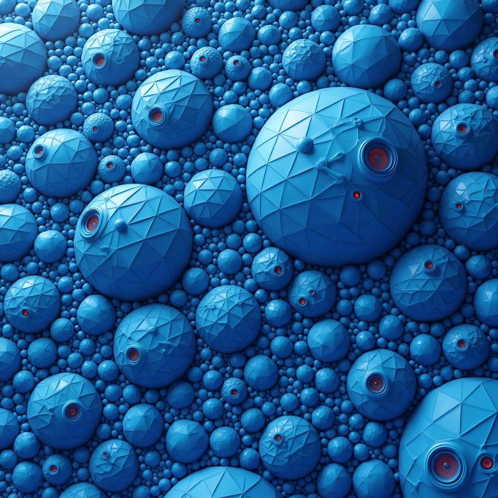 Mesmerizing Blue Geometric Shapes in 3D Render