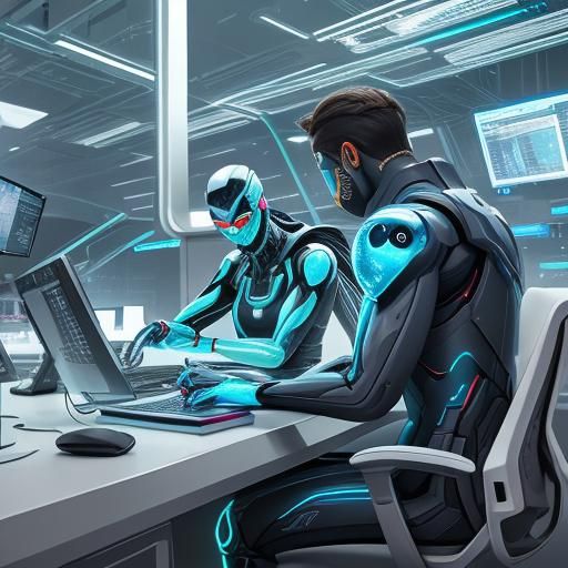 Futuristic Data Analysis in Neon-Lit Lab