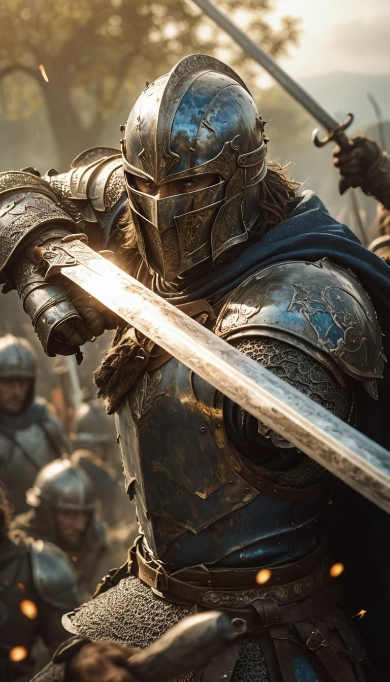 Warrior Knight on Battlefield in Photorealistic Style