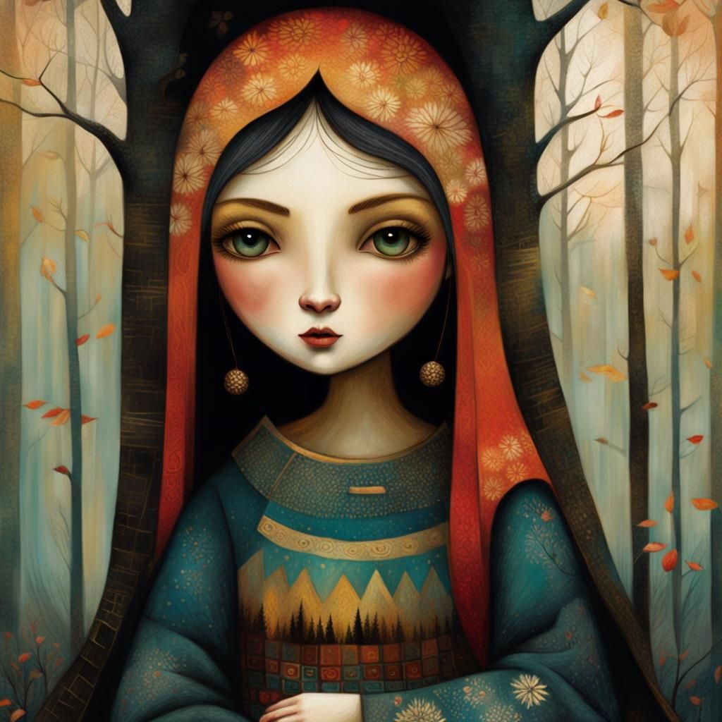 Matrioshka Doll in Art Brut Style