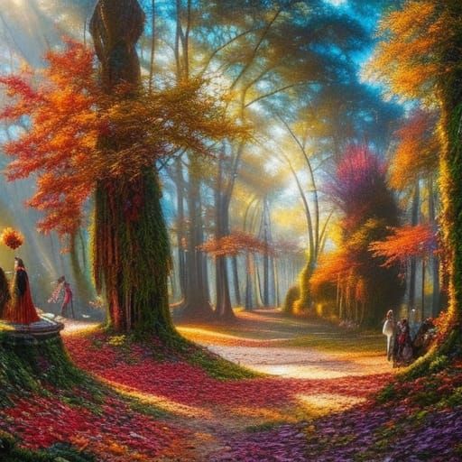 Enchanted Autumn Prince at Fall Festival, Digital Art