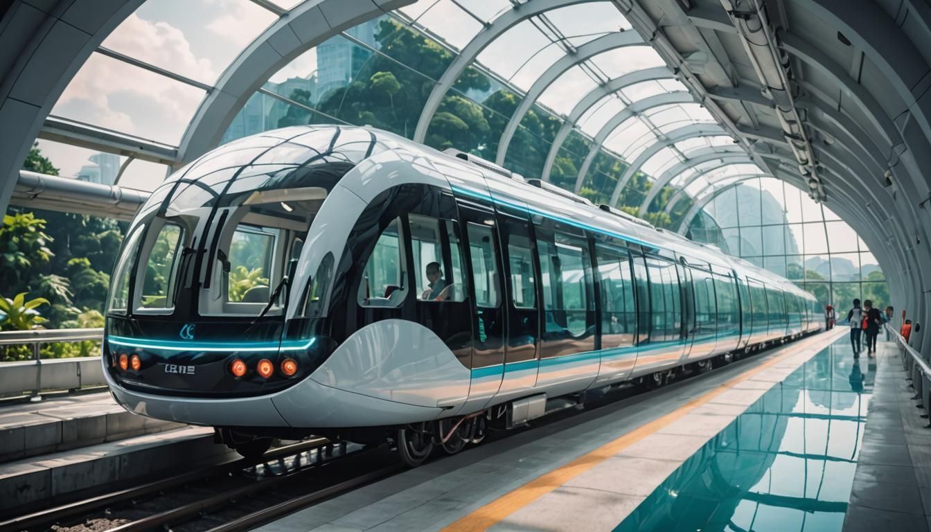 Futuristic Undersea Maglev Trains in Transparent Tubes