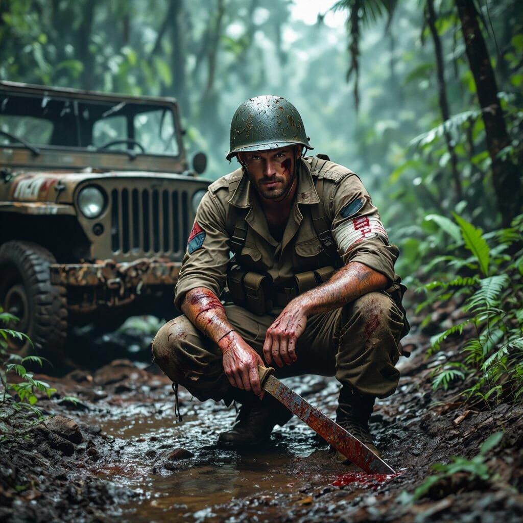 Wounded Soldier in Jungle, Cinematic Realism