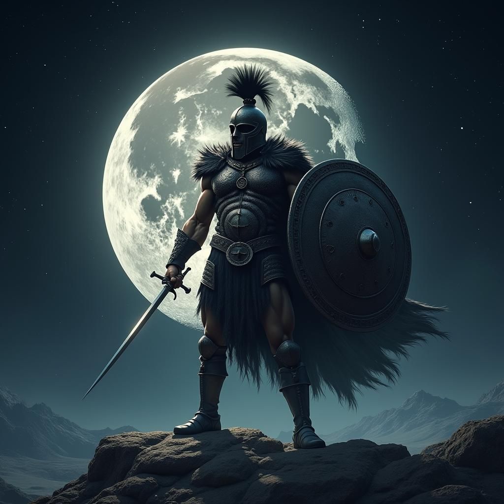 Inca Warrior on the Moon with Inti, Cinematic Style