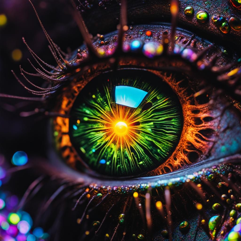 Creepy Eyes with Galaxy Reflections: Macro Photography