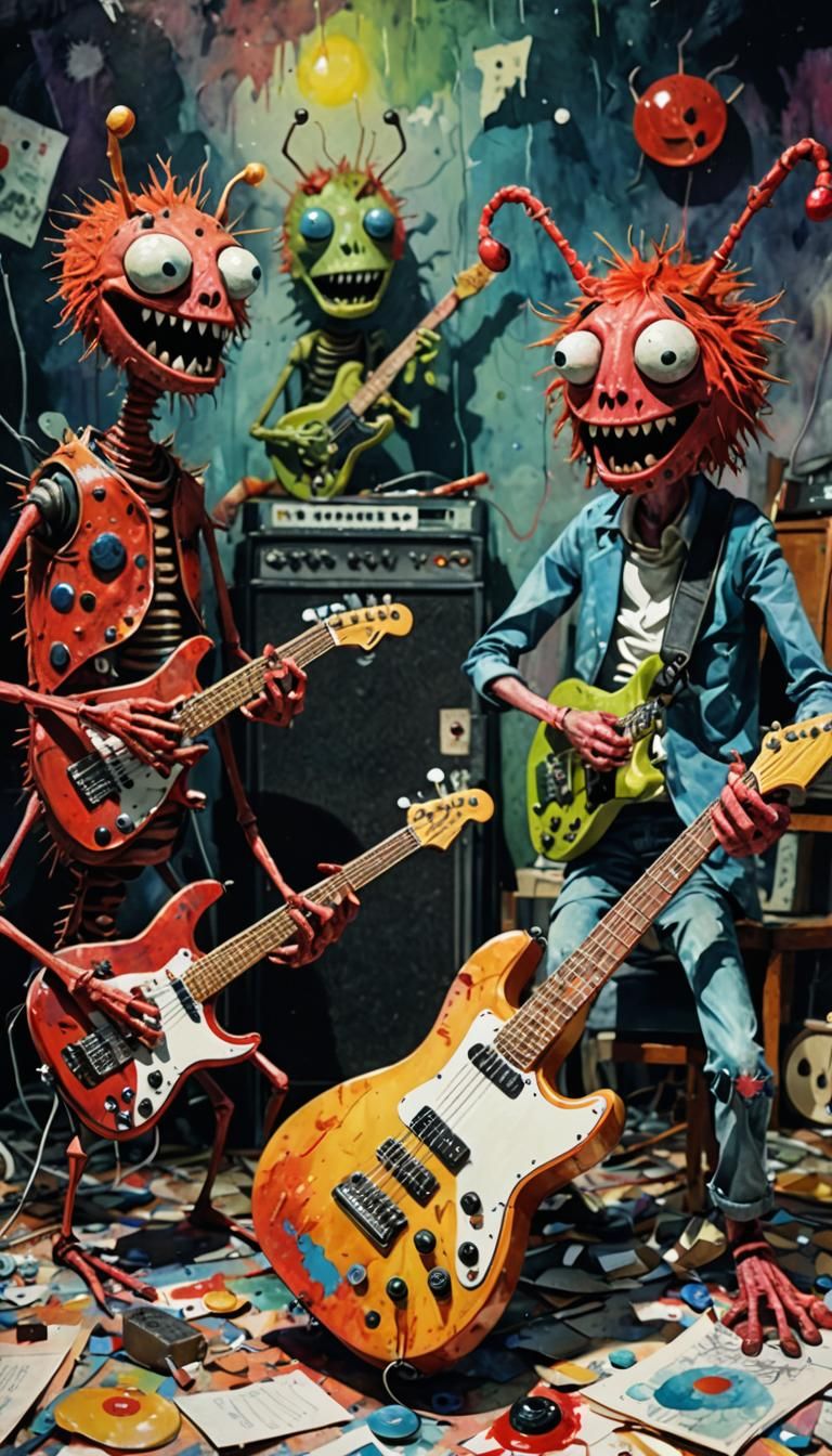 Bed Bug Rock Band in Macabre Surreal Style