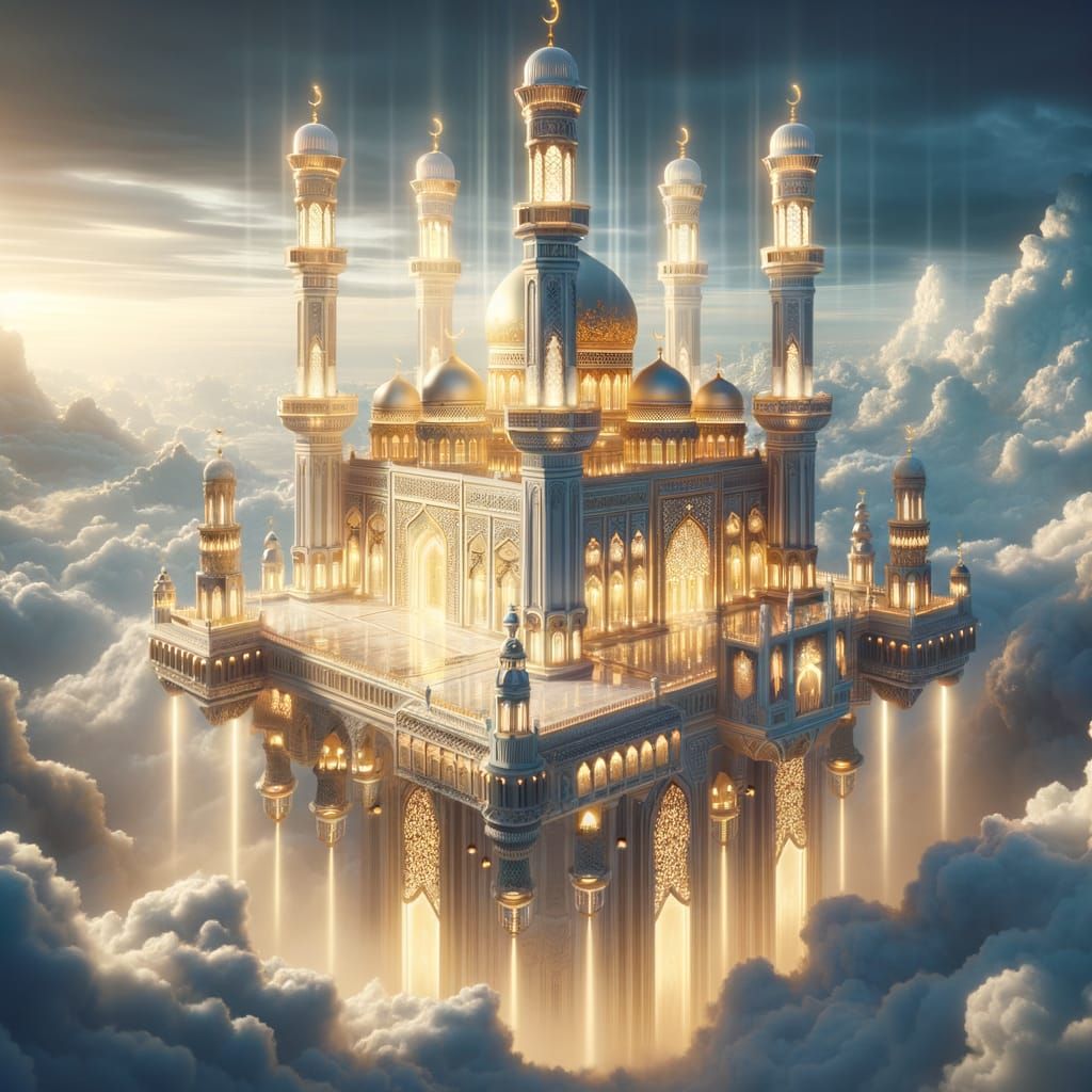 Heavenly Palace Reflecting Islamic Architecture in 3D Fantas...