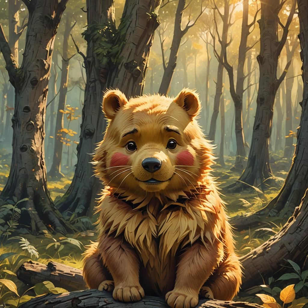 Cute Cat Winnie the Pooh in Honey Forest