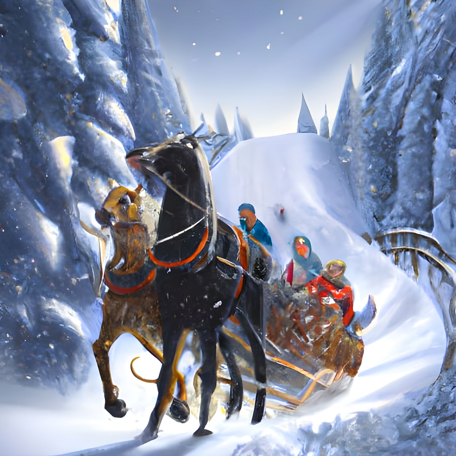 Winter Sleigh Ride in a Fantasy Style