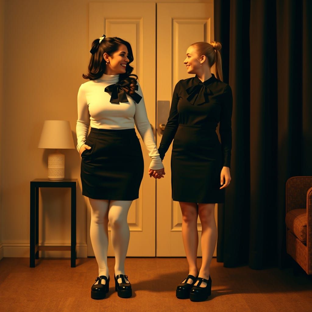 Curvy Women Share Tender Moment in Warm Cinematic Lighting