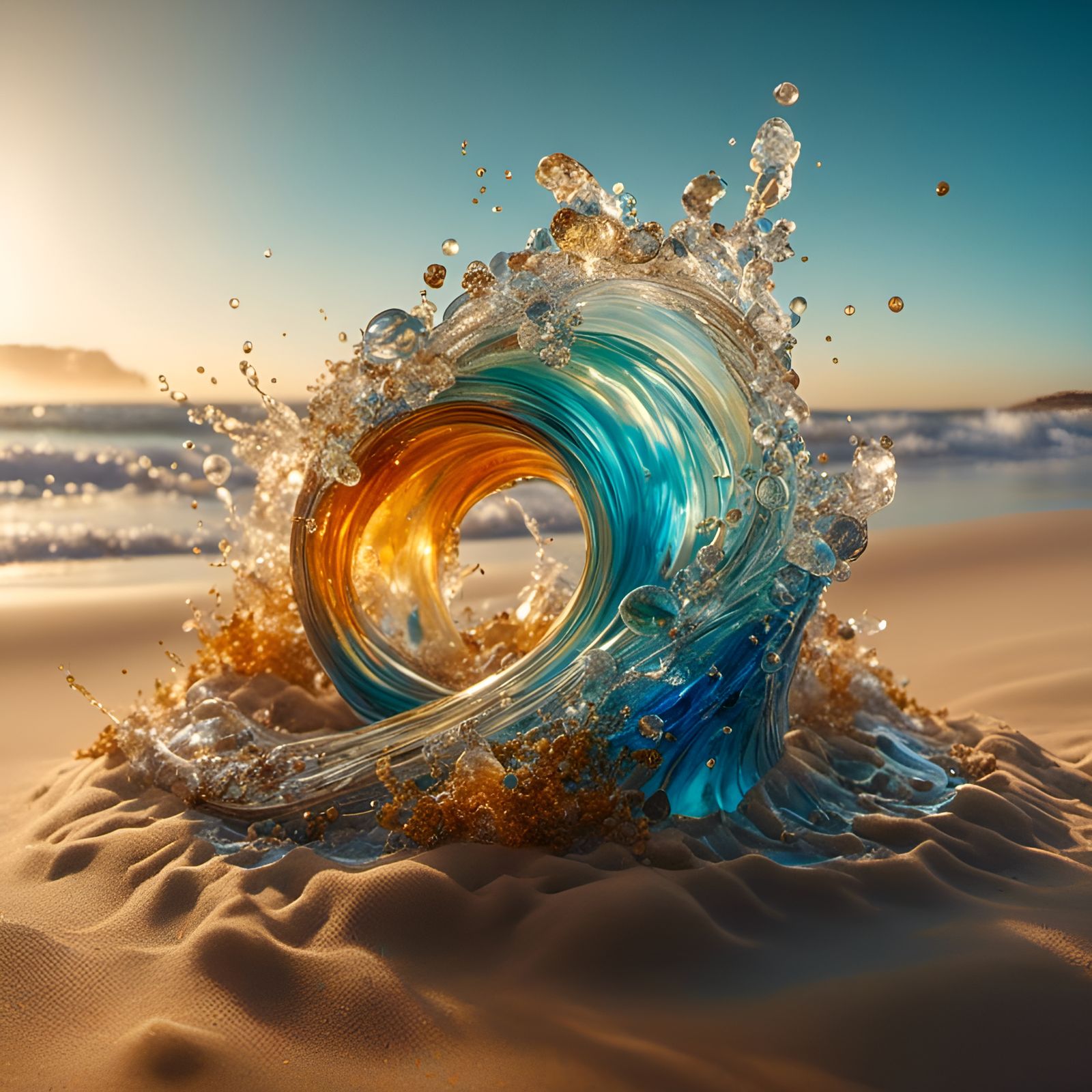 Glass & sand barrel wave on the beach