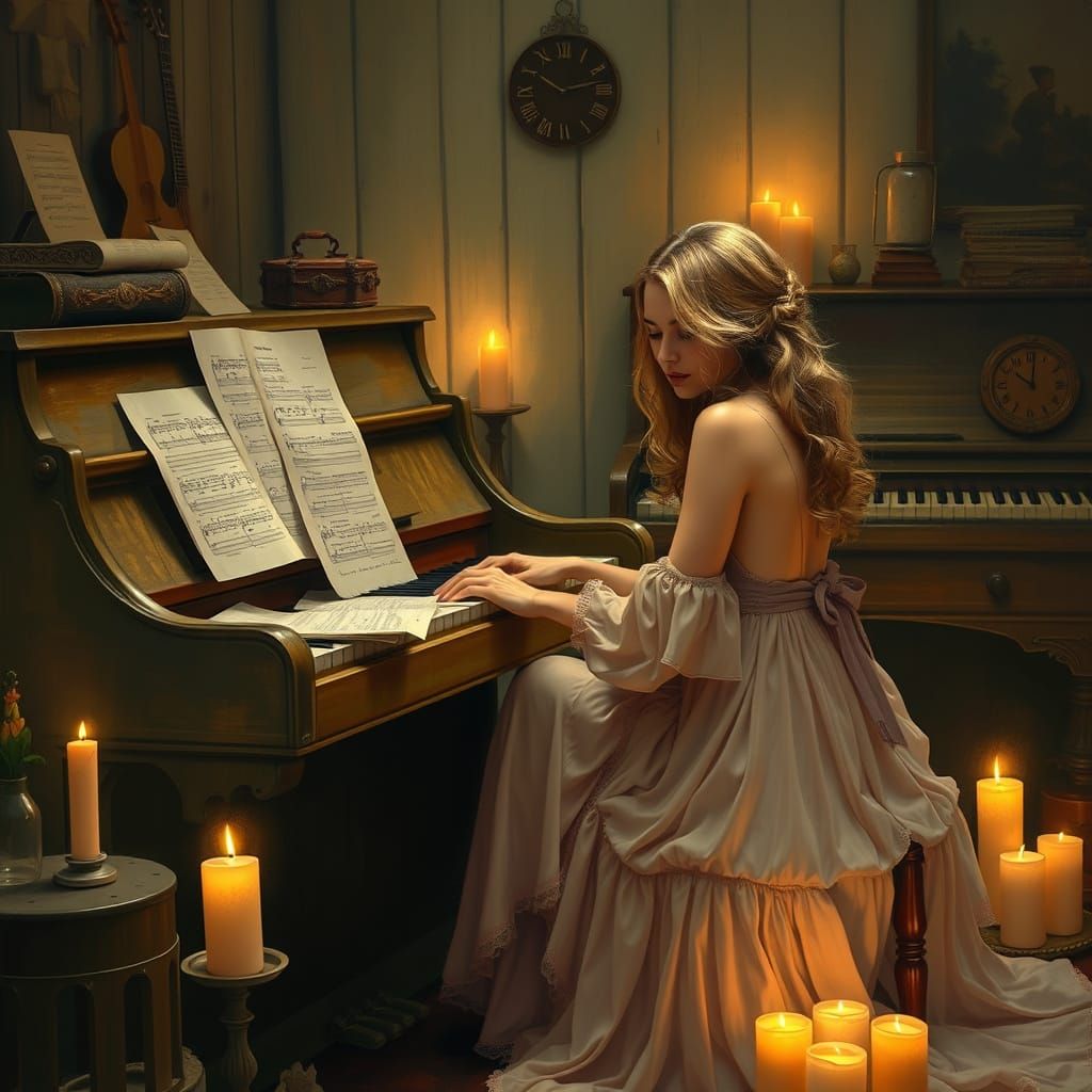 Soulful Country Singer at Piano in Warm Light