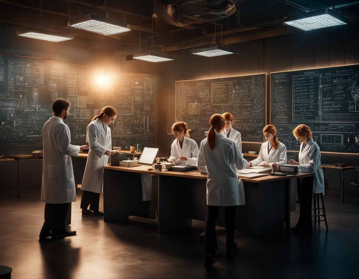 Ginger Feline Scientists in a Modern Laboratory