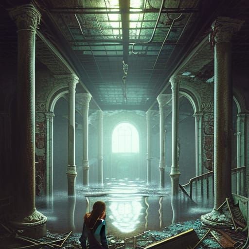 Flooded Basement: Dark Fantasy Concept Art
