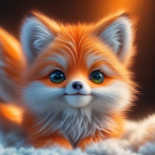 Whimsical Bear and Baby Fox Playtime in Vibrant 3D Anime Art
