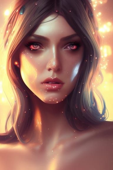 Gorgeous Woman with Shimmering Skin, Digital Art Style