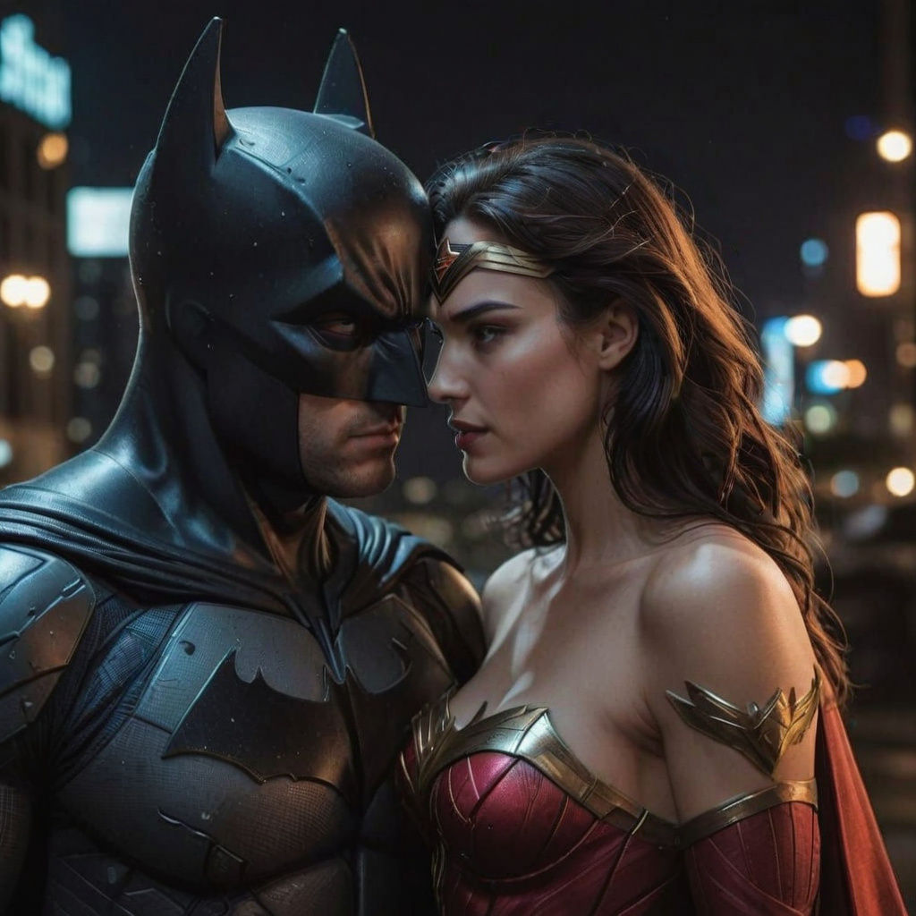 Passionate Batman and Wonder-Woman in Sensual Comic Art
