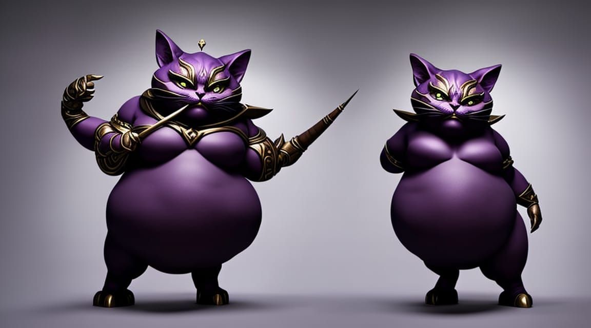Morbidly Obese Cheshire Cat Genie in Dark Fantasy Style