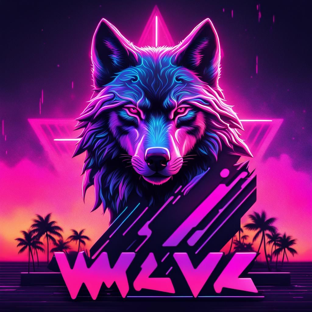 Synthwave wolf logo